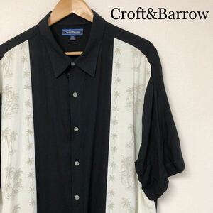 Croft&Barrow /メンズXXL アロハシャツ 半袖シャツ レーヨンシャツ 縦柄 パームツリー 涼感 アメカジ USA古着