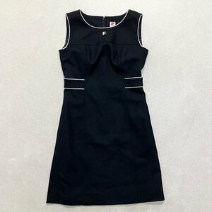 ●Courreges クレージュ ワンピース ノースリーブ スカート ひざ丈 Iライン 日本製 シンプル ブラック サイズ36 レディース 0.31kg●