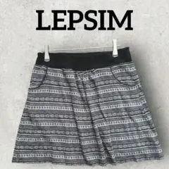 LEPSIM ミニスカート 台形スカート カジュアル 総柄 (F) ブラック