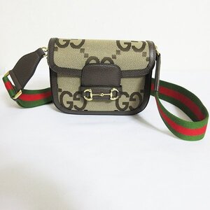 *未使用品 GUCCI グッチ 2way ミニ バッグ ジャンボGG ホースビット 1955 シェリーライン 658574*