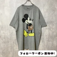 古着 used　Disney　ディズニー　半袖プリントデザインTシャツ　グレー　ミッキーマウス　レトロ　オーバーサイズ