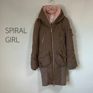 ◎SPIRAL GIRL スパイラルガール 中ボアコート ミドル丈コート モッズコート グリーン レディース Mサイズ　100