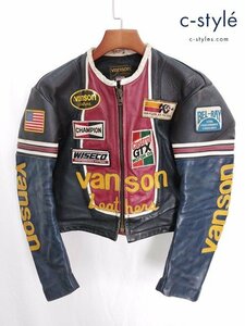 Q433c [人気] VANSON バンソン シングルライダースレザージャケット 38 マルチカラー | アウター Q