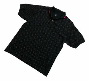 ■ STUSSY GEAR ステューシー ■ ロゴ プリント スター ドット柄 半袖 ポロシャツ ブラック×ピンク L