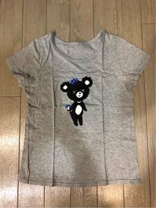 ♪フランシュリッペ 半袖Tシャツ ベレー帽くま きのこ グレー Mサイズ USED♪