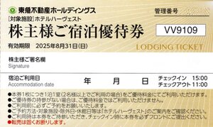 ★即決あり 東急不動産 株主優待 ホテルハーヴェスト ご宿泊優待券 1枚 2025年8月31日まで★