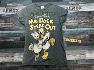 DISNEY STORE ディズニーストア レディース ドナルド&デイジー プリント 半袖Tシャツ S 杢グレー