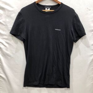 【VERSACE】ヴェルサーチェ Slim Fit T-Shirt AUU04023 半袖Tシャツ ブラック メンズ サイズ4 胸ロゴ ts202412