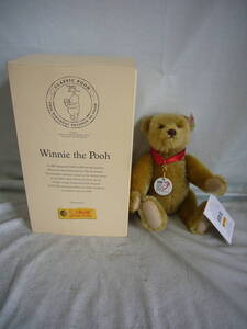 ●テディベア●STEIFF CLUB Winnie the Pooh　Blond,　18ｃｍ　Disney 未使用品　外箱付　当時物