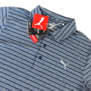 【送料無料!!】新品◆PUMA GOLF◆吸汗速乾 DRYCELL ローテーション ストライプ 半袖 ポロシャツ M 紺◆プーマ ゴルフ 579171-03◆J1420