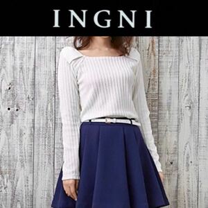 美品☆INGNI ケーブル肩リボントップス M イング 長袖カットソー