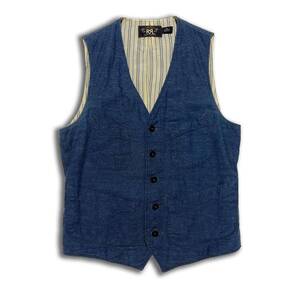 【極上】RRL Indigo Cotton Vest XS ダブルアールエル インディゴ コットン ベスト