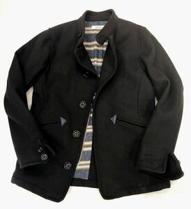 12AW 定価6.4万 NONNATIVE PILOT COAT ノンネイティブ メルトン ウール シングル コート ジャケット ネイビー 0 Pコート