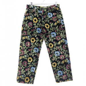 【中古】STUSSY FLORAL JACQUARD BIG OL JEANS 32 ブラック ステューシー[240010448236]