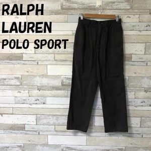 【人気】RALPH LAUREN POLO SPORT/ラルフローレン ポロスポーツ バックロゴ刺繍入り パンツ 裾広がり ブラック サイズ6 レディース/A1632