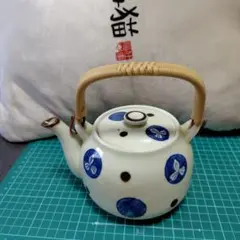 陶器製 急須 花模様 約17cm