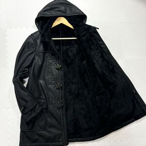 極美品/XL相当 ARMANI COLLEZIONI アルマーニコレッツォーニ ダッフルコート レザーコート フェイクムートン ロング ２WAY ボア 大きい 50