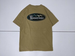 17．MANASTASH マナスタッシュ メンズ アウトドア 半袖Tシャツ ORIGINAL LOGO TEE 7103057 メンズM 茶系黒 x20