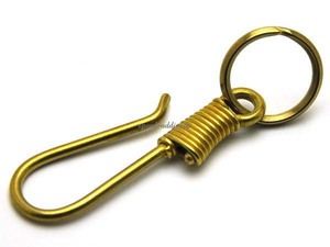 真鍮無垢（鋳物）巻き釣り針 KEY HOOK/キーフックキーホルダーキーチェーンカギベルト金属金具バイカーバイクアイテム小物リング鍵シンプル