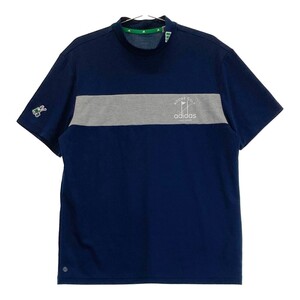 【1円】ADIDAS GOLF アディダスゴルフ 2023年モデル モックネック 半袖Tシャツ ネイビー系 XL [240101298764]