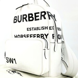 BURBERRY バーバリー ホースフェリー SW1 リュック バックパック リュックサック ロゴ デカロゴ 肩掛け カバン バッグ ホワイト 白