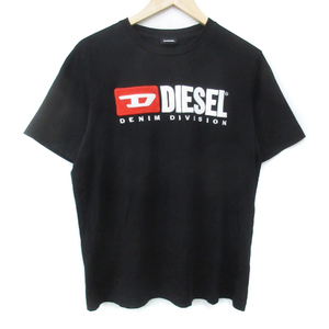 ディーゼル DIESEL Tシャツ カットソー 半袖 クルーネック ロゴ刺繍 L 黒 ブラック /FF6 ■GY18 メンズ