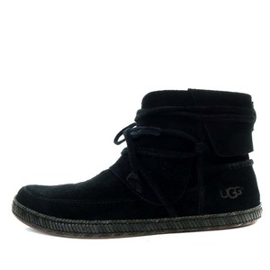 アグ オーストラリア UGG australia リード REID ブーツ ショート フラット レースアップ スエード US6 23cm 黒 ブラック 1019129