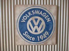 ビンテージ木製看板 VOLKSWAGEN検） フォルクスワーゲンガレージ70s