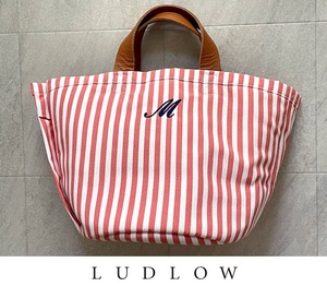 ■激安■LUDLOW/ラドロー■Small leather-trimmed canvas tote/キャンバストート/バッグ■オレンジストライプ