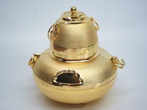 ☆未使用　黄金茶釜 吉祥開運 招福 縁起物 置物 インテリア 金属工芸品★4934