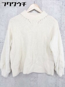 ◇ NATURAL BEAUTY BASIC 切替 長袖 ニット セーター サイズM アイボリー レディース