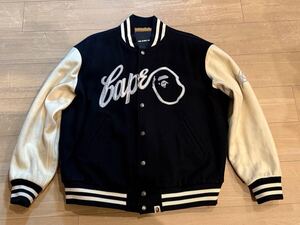 A BATHING APE ヴァーシティジャケット　サイズL メルトン素材　エイプ　スタジャン