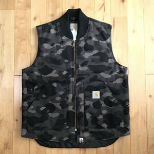 ★激レア★ Carhartt × BAPE ベスト Lサイズ Black camo a bathing ape カーハート vest エイプ ベイプ アベイシングエイプ NIGO w44