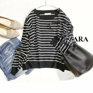 美品 ZARA KNIT ザラニット ゆったり可愛い 肩ジップアップ ストレッチニット プルオーバー M 春 秋 合服 24C09