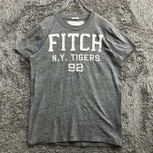 Abercrombie&Fictch アバクロンビー&フィッチ 半袖Tシャツ 半袖カットソー サイズS グレー 刺繍デザイン メンズ トップス 最落なし（4）