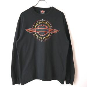 90s 00s Harley-Davidson ロングスリーブ Tシャツ ハーレーダヴィッドソン ロンT vintage ヴィンテージ USA製 ブラック エンジンフレーム