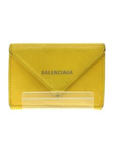 BALENCIAGA◆3つ折り財布/レザー/YLW/レディース/391446