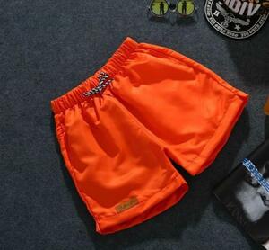 ワンポイント シンプル ショートパンツ ショーツ XL　オレンジ 男女兼用 新品　２
