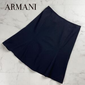 美品 ARMANI COLLEZIONI アルマーニ コレツィオーニ フレアスカート 膝丈 裏地あり 黒 サイズ38*RC942