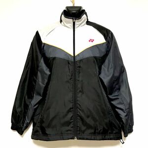 美品☆YONEX/ヨネックス☆ヒートカプセル☆ウインドブレーカー☆裏地付き/防寒/ジャケット/ジャージ/バドミントン/黒×白/M