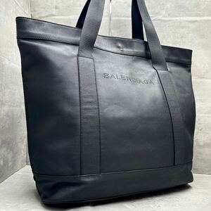 1円■高級■ BALENCIAGA バレンシアガ メンズ ブランドロゴ パンチング レザー トートバッグ ビジネスバッグ 肩掛け◎ A4◎ 大容量 黒