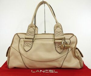 特価品♪LANCEL・ランセル★本革レザー ハンドバッグ クリームホワイト系 レディース おしゃれ ブランド 中古 18-B004