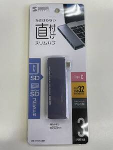 新品未使用 サンワサプライ USB-3TCHC18GY USB Type-Cハブ カードリーダー付き microSDスロット付 厚さ8.5mm 直付け SANWASUPPLY