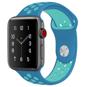 38MM/40MM 青 Apple Watch用 バンド シリコン製 多空気穴通気性 スポーツ アップルウォッチ Apple Watch Series 6/5/4/3/2/1