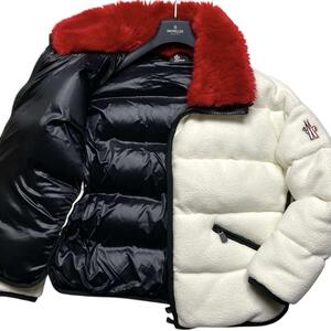 美品 MONCLER GRENOBLE polartec フリース ダウンジャケット ブルゾン ボア ファー 腕ロゴ Wジップ M相当 モンクレール グルノーブル