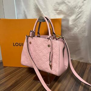 ★正規品 美品★Louis Vuitton ルイヴィトン ハンドバッグ モンテーニュBB M44123 モノグラム アンプラント ピンク ゴールド金具