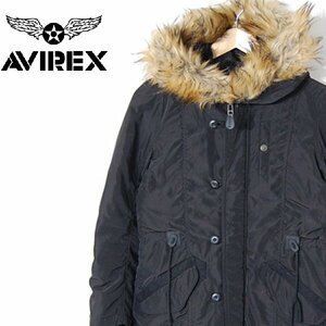 アヴィレックス AVIREX■中綿入りミリタリーロングコート■S■ブラック ※NK4819306