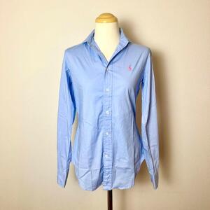 美品　POLO RALPH LAUREN ストレッチスリムシャツ S 水色　長袖シャツ　