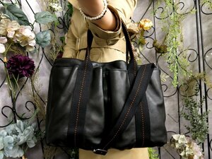 超美品●HERMES エルメス●キャラバン●ホリゾンタルMM●ヴォーデルマ●2way トート バッグ●黒●斜め掛け●B5 収納 書類 かばん●Js52022