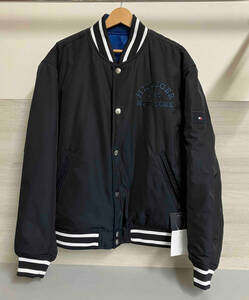 TOMMY HILFIGER /トミーヒルフィガー/reversible jacquard bomber/リバーシブルジャカードボンバー/ネイビー /スタジャン/Lサイズ